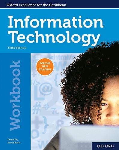 Blue “Information Technology” workbook cover with student portrait.