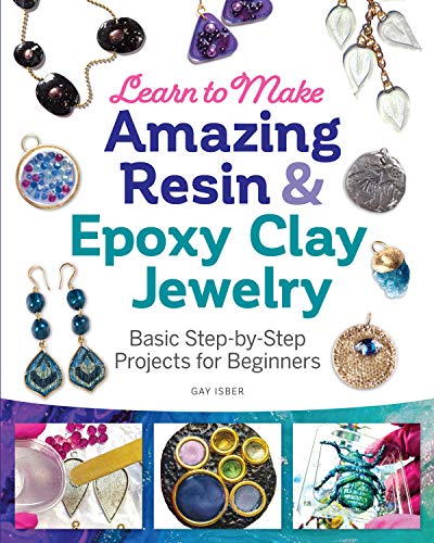 Book cover featuring colorful resin and epoxy clay jewelry projects.