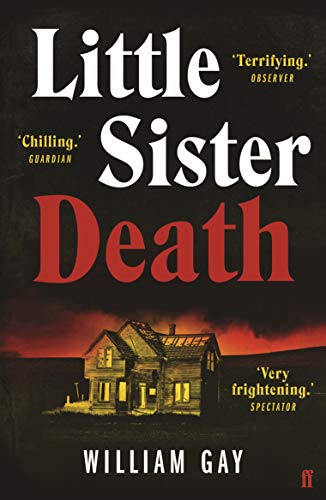 Book cover: "Little Sister Death" with a haunted house illustration.