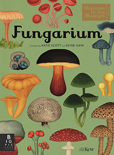 Book cover featuring detailed illustrations of various colorful mushrooms and fungi.