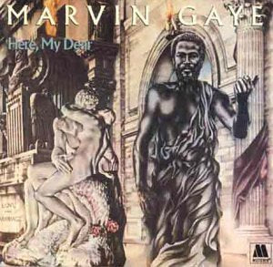 Marvin Gaye's "Here, My Dear" album cover featuring a sculpted figure.