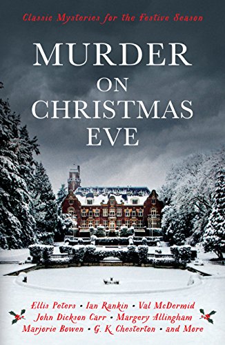 Book cover: snowy manor house with large text “Murder on Christmas Eve.”