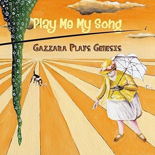 CD cover: painted scene of a person with an umbrella and a dog.