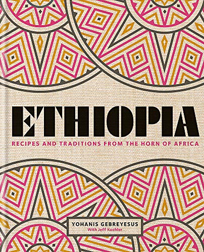 Cookbook cover with geometric patterns and the title "Ethiopia".