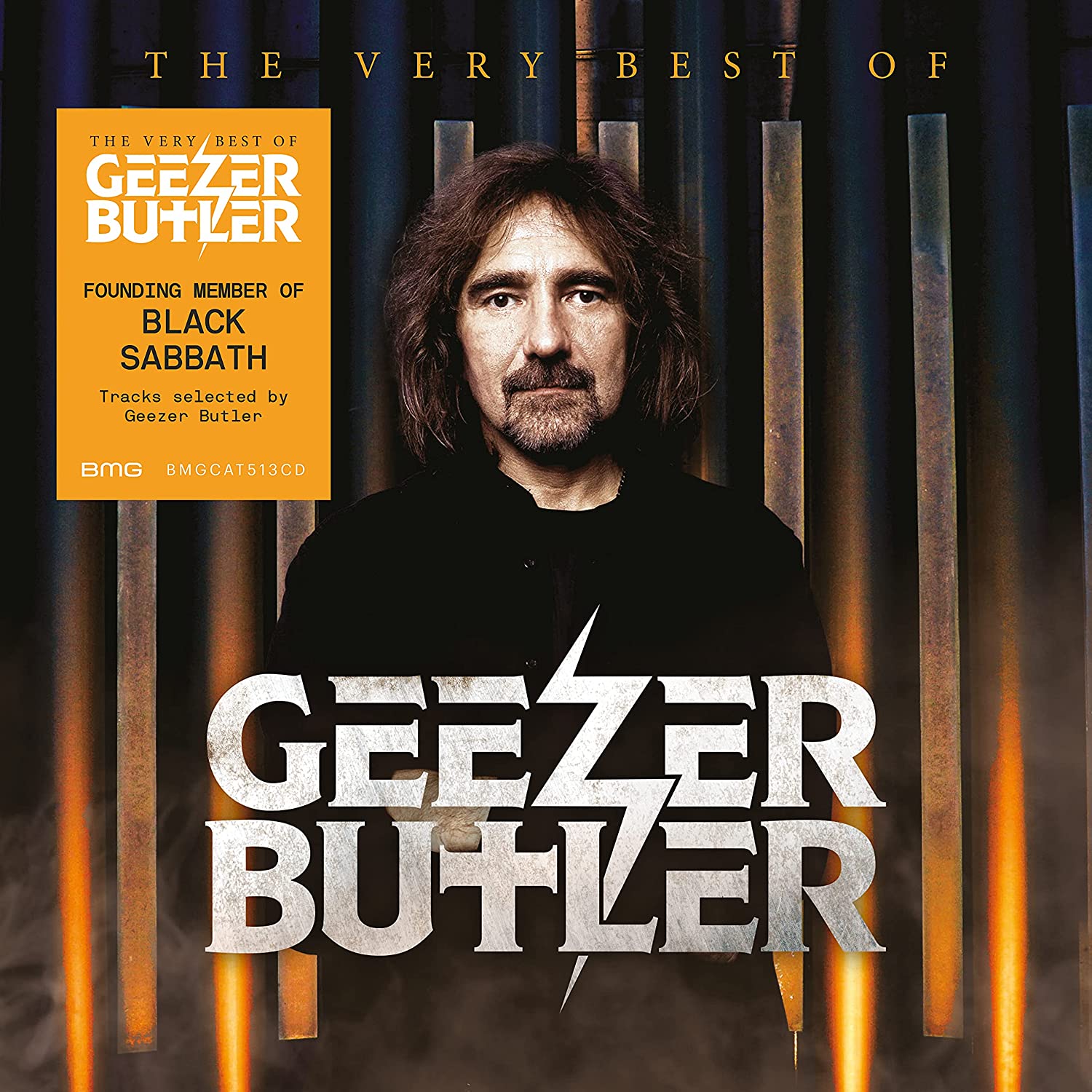 CD cover featuring Geezer Butler, bassist of Black Sabbath.