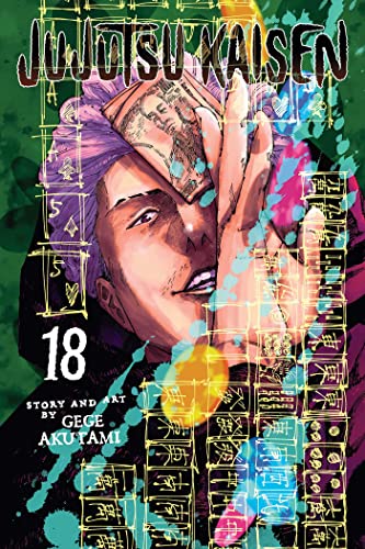 Jujutsu Kaisen volume 18 cover: a man partially obscured by money.