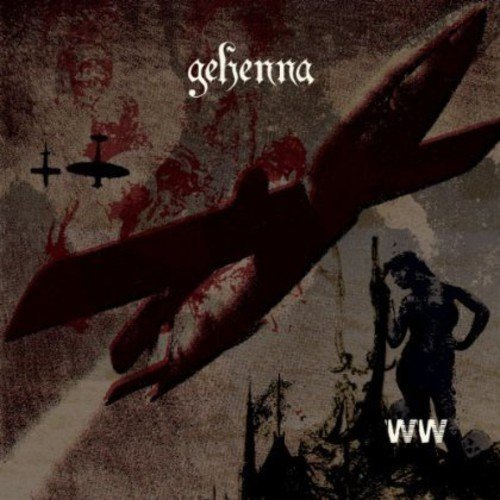 Dark album cover with a red bird, silhouette, and wartime imagery.