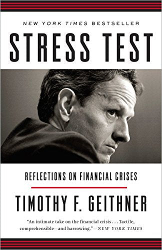 Book cover: "Stress Test" by Timothy F. Geithner, with a portrait of a man.