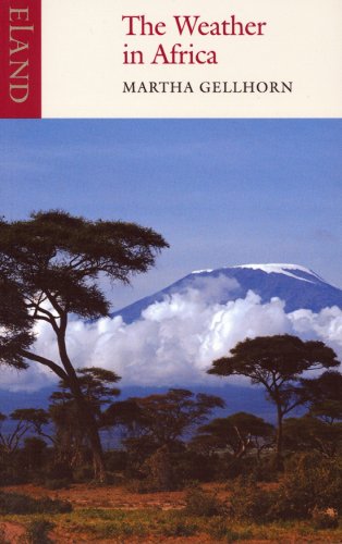 Book cover: “The Weather in Africa” with a mountain landscape.