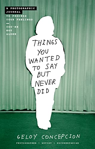 Journal cover with white silhouette of a person and handwritten text.