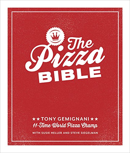 Book cover of The Pizza Bible by Tony Gemignani with white text on red background.