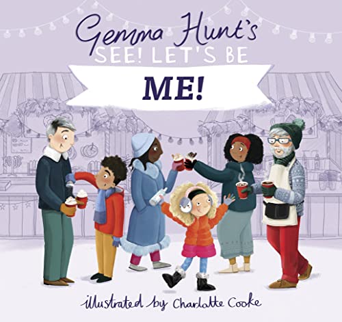 Book cover depicting diverse people at a winter market scene.