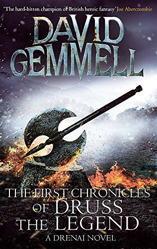 Book cover featuring a large battle axe embedded in a stump amidst flames.