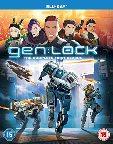 Gen: Lock" Blu-ray cover featuring animated characters and mechs in a city.