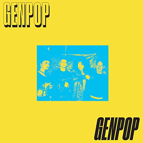 Yellow album cover with blue rectangle and stylized illustrations of people's faces.