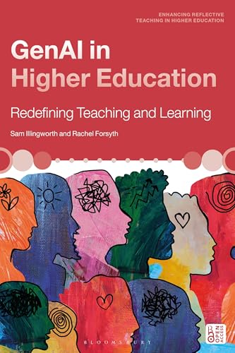 Book cover: “GenAI in Higher Education” with colorful silhouette illustrations.