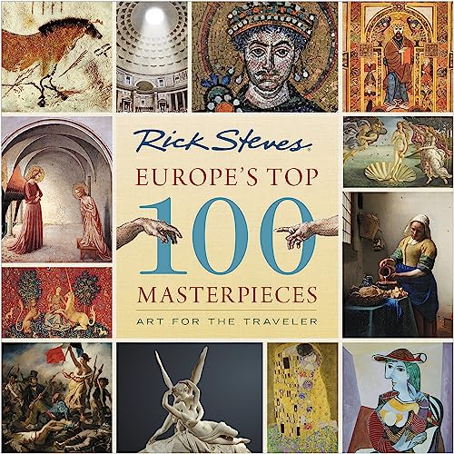 Book cover featuring a collage of European art, titled “Europe’s Top 100 Masterpieces.”