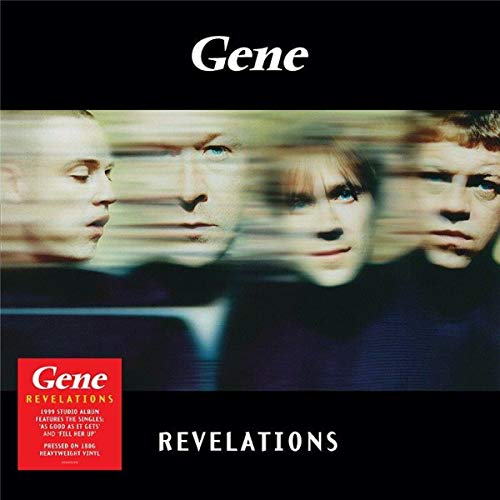 Album cover for Gene’s “Revelations” featuring blurred portraits of four men.