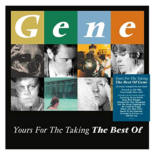 Blue vinyl record album cover with a collage of black and white images.