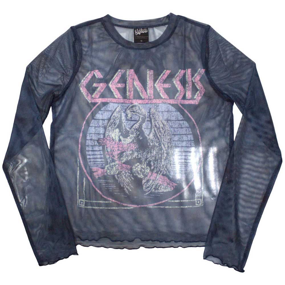 Long sleeve ladies t-shirt, X-Large, with a bird hand design and mesh panels.