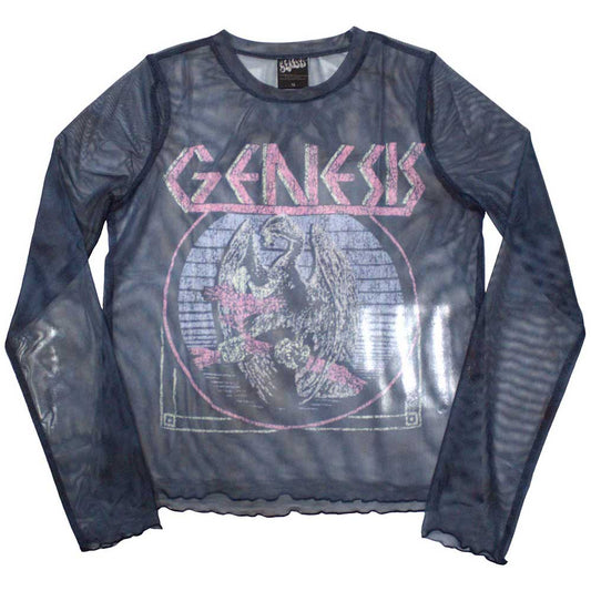 Long sleeve ladies t-shirt, X-Large, with a bird hand design and mesh panels.