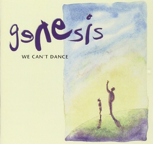 Album cover for Genesis We Can't Dance with watercolor illustration of two figures standing.