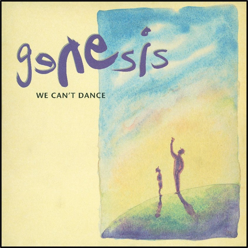 Genesis “We Can’t Dance” CD cover with watercolor figures and text.