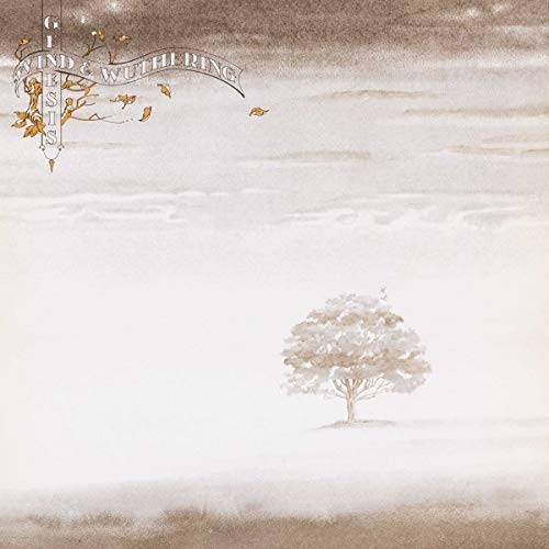 Genesis “Wind And Wuthering” vinyl album cover with a tree in mist.