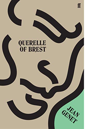 Book cover with abstract black lines on a beige background and green corner accent.