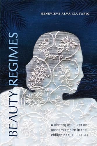Book cover with a profile silhouette overlaid with floral lace.