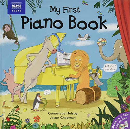 Cover of "My First Piano Book" with animals playing instruments.