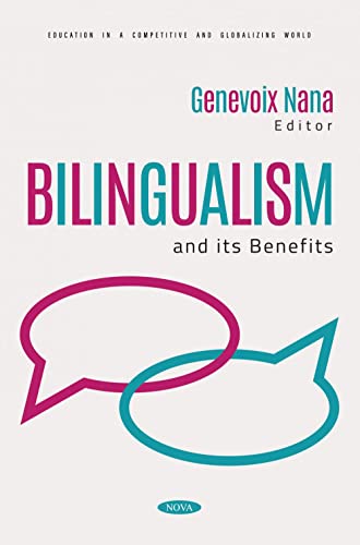 Book cover: “Bilingualism and its Benefits” with speech bubble graphics.