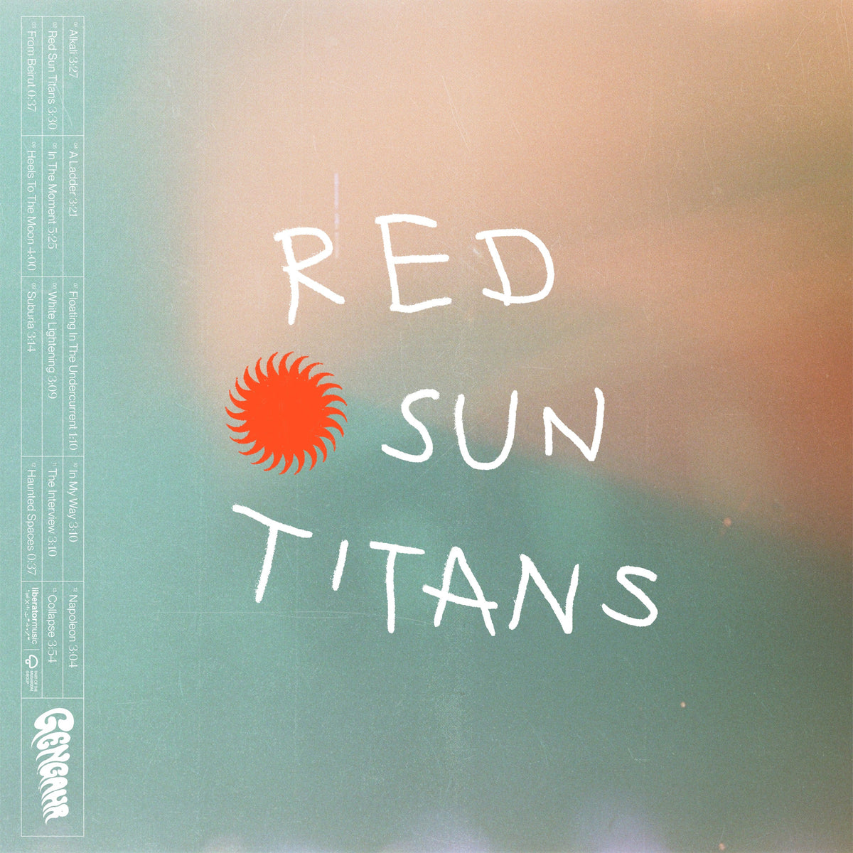 CD cover for Gengahr’s “Red Sun Titans” with sun graphic and tracklist.