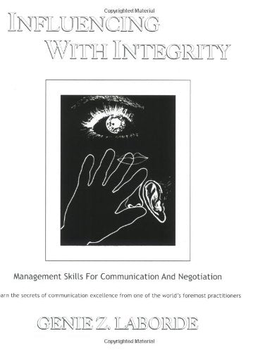 Book cover: "Influencing With Integrity" with hand, eye, and ear imagery.