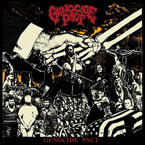 Black and white album cover depicting a disturbing, skeletal scene with figures.