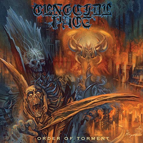 CD cover for Genocide Pact’s “Order of Torment,” featuring dark, demonic imagery.