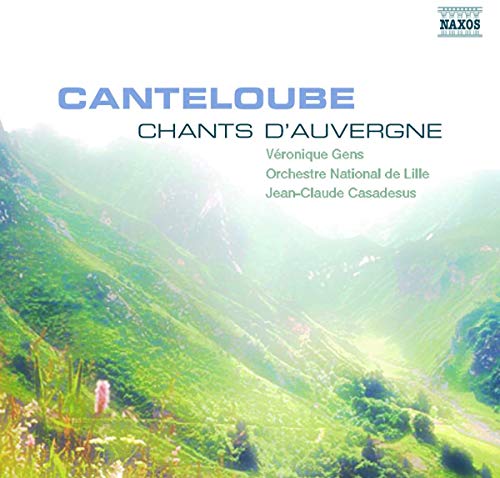 CD cover for Canteloube’s “Chants d’Auvergne” with a misty mountain landscape.