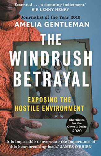 Book cover: "The Windrush Betrayal" with a portrait and textured hand.