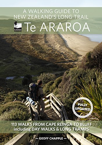 Book cover: hiker on stairs overlooking a New Zealand coastal landscape.