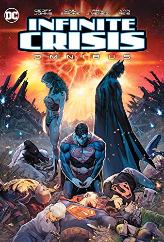Comic book cover featuring Batman, Superman, Wonder Woman, and fallen heroes.