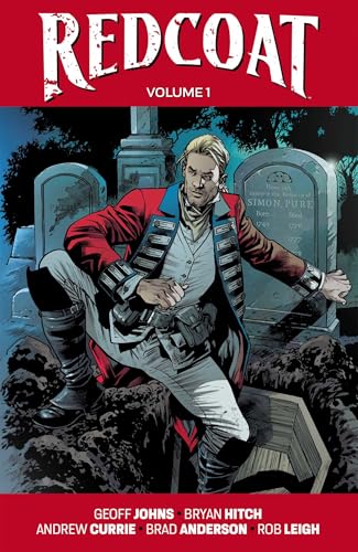 Comic book cover: man in a red coat stands in a graveyard.