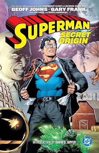 Clark Kent opening his shirt to reveal the Superman logo, with background characters and scenery.