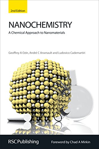 Book cover: "Nanochemistry," second edition, with gold nanoparticle illustration.