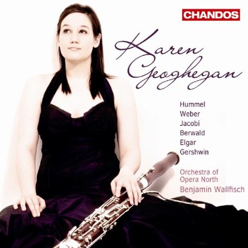 CD cover featuring Karen Geoghegan with a bassoon, composers listed.