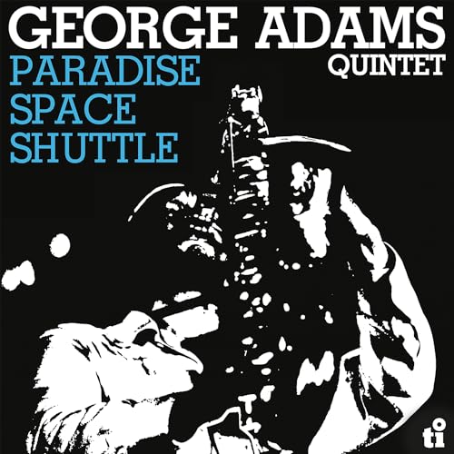 Black and white album cover featuring a saxophonist playing music.