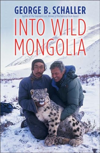 Book cover: two men with a snow leopard in a snowy landscape.