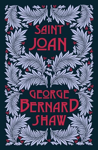 Book cover for Saint Joan by George Bernard Shaw with decorative blue leaf patterns.
