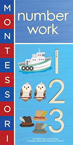 Book cover for Montessori: Number Work showing numbers one, two, and three with illustrations.
