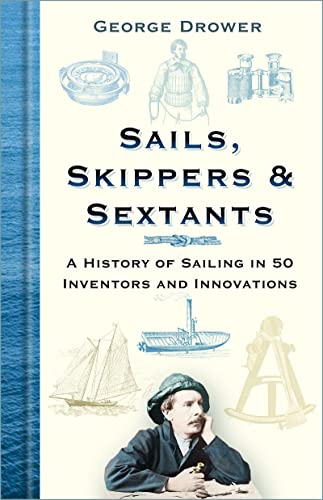 Book cover: “Sails, Skippers & Sextants” with sailing illustrations.
