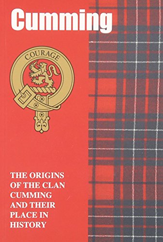 Book cover featuring the Cumming clan crest, red background, and red tartan pattern.